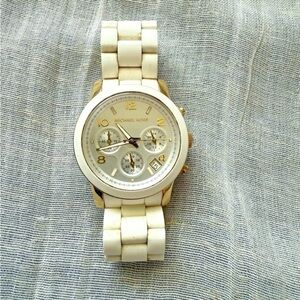 Michael Kors White Rubber and Gold Watch